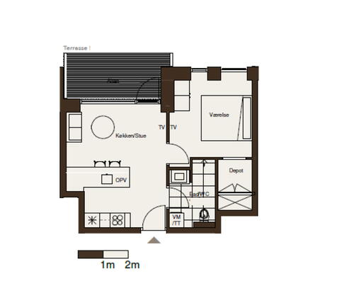 Egedal Stationsby - Fin 2 vær. lejebolig med terrasse