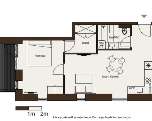 Egedal stationsby -  2 vær. lejebolig med altan med fin udsigt og godt lysindfald
