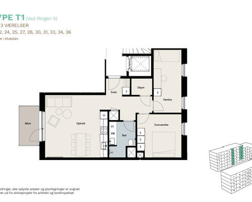 3 værelses lejlighed i Roskilde