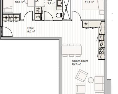 3 værelses lejlighed i Aalborg