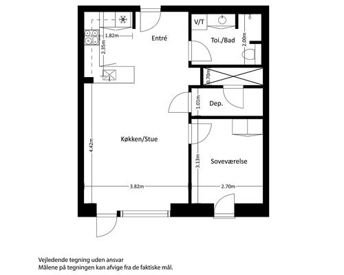 2 værelses lejlighed i Slagelse