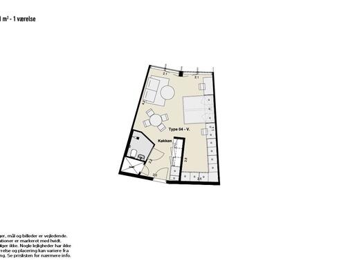 1 værelses lejlighed i Kongens Lyngby