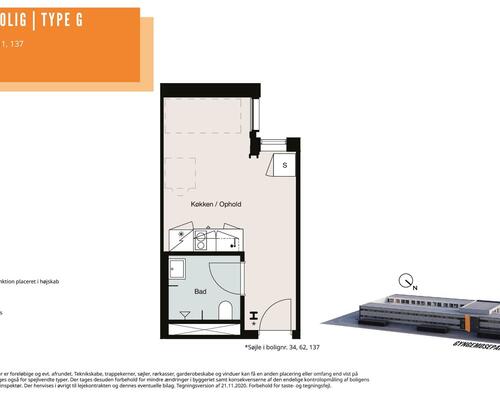 1 værelses lejlighed i Søborg