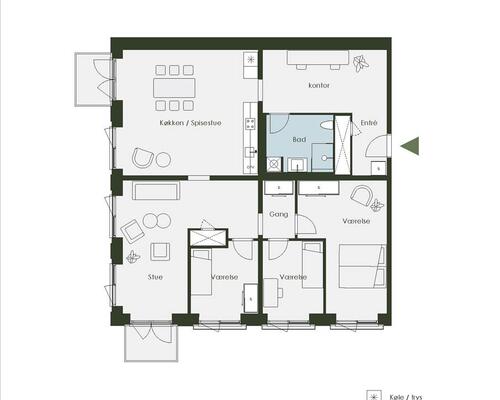 5 værelses lejlighed i København S