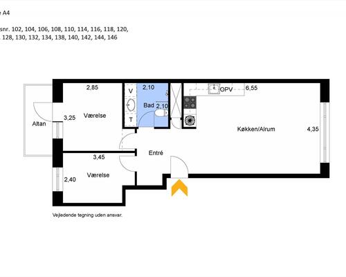 3 værelses lejlighed i København SV