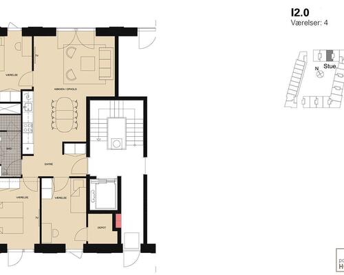 4 værelses lejlighed i København SV