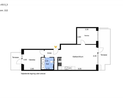 3 værelses lejlighed i København SV