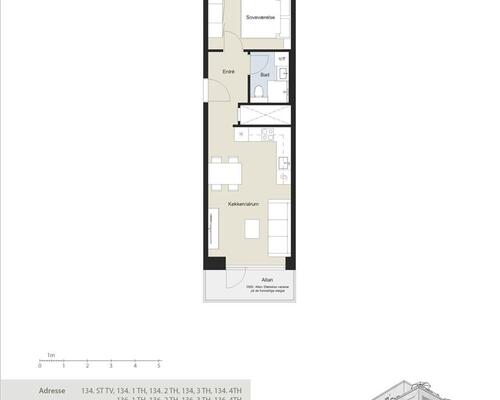 2 værelses lejlighed i København S