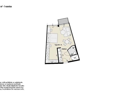 1 værelses lejlighed i Kongens Lyngby