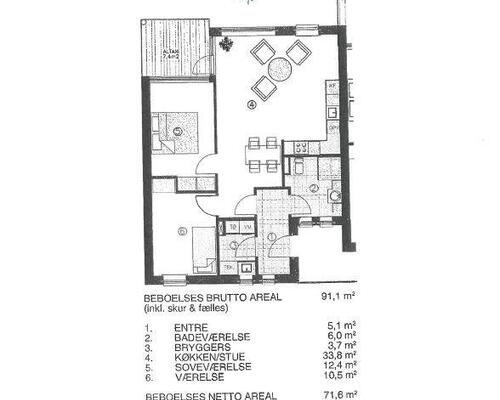 3 værelses lejlighed i Hjallerup