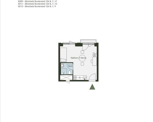 1 værelses lejlighed i København S