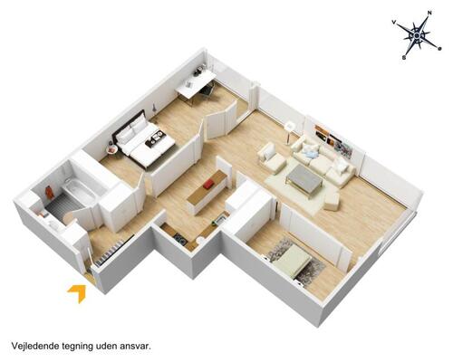 3 værelses lejlighed i København Ø