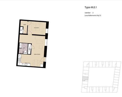 2 værelses lejlighed i København SV