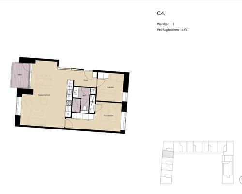 3 værelses lejlighed i København SV
