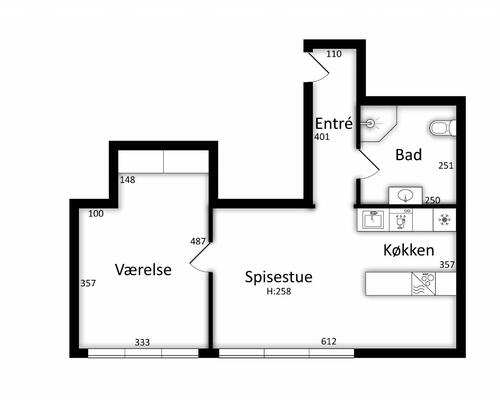 2 værelses lejlighed i Toftlund