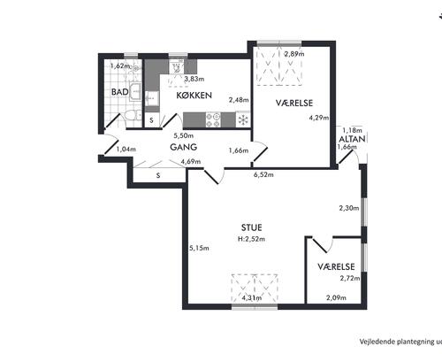 3 værelses lejlighed i Århus C