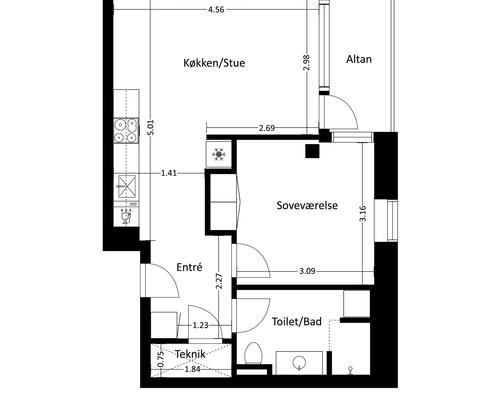2 værelses lejlighed i Hørsholm