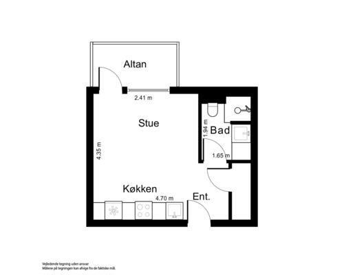 1 værelses lejlighed i Tilst