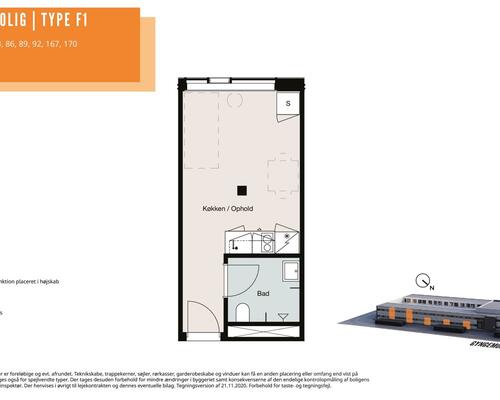 1 værelses lejlighed i Søborg