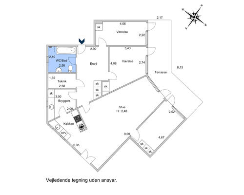 4 værelses lejlighed i Skodsborg