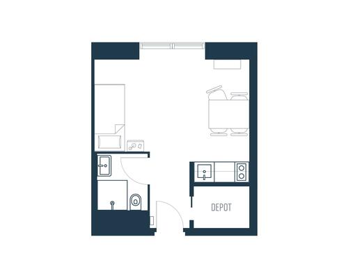 1 værelses studiebolig på Trekroner Centervej i Roskilde udlejes