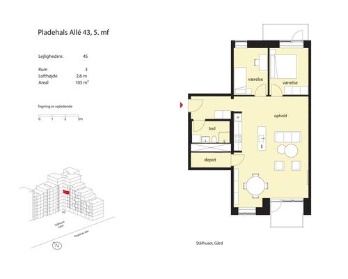 3 værelses lejlighed i København SV