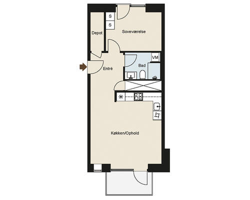 2 værelses lejlighed i Brøndby