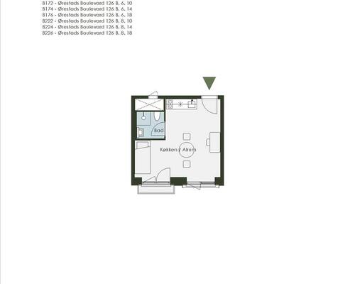 1 værelses lejlighed i København S