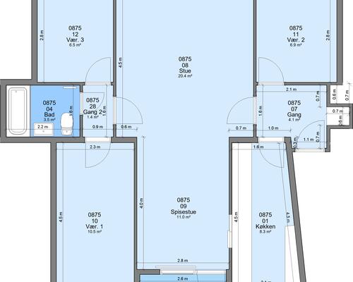 5 værelses lejlighed i Randers