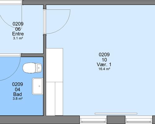1 værelses lejlighed i Karup J