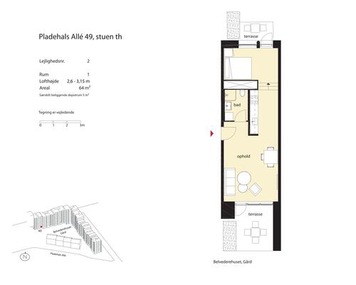 1 værelses lejlighed i København SV