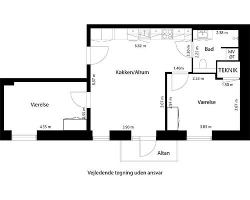 3 værelses lejlighed i Roskilde