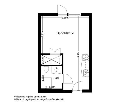 1 værelses lejlighed i Risskov