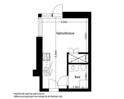1 værelses lejlighed i Risskov