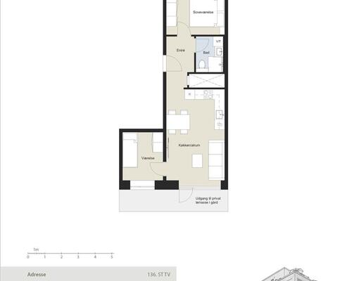 3 værelses lejlighed i København S