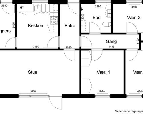 4 værelses hus i Hovedgård
