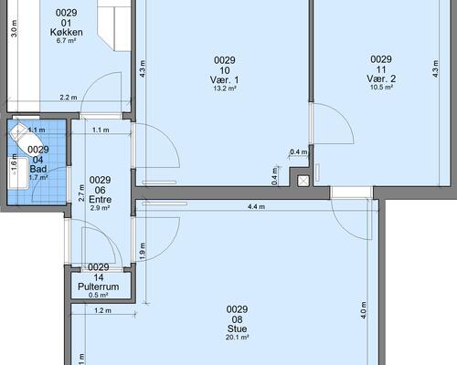 3 værelses lejlighed i Randers