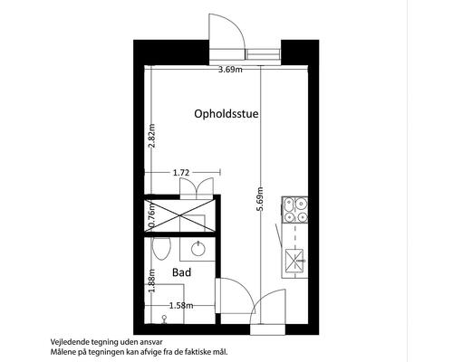 1 værelses lejlighed i Risskov