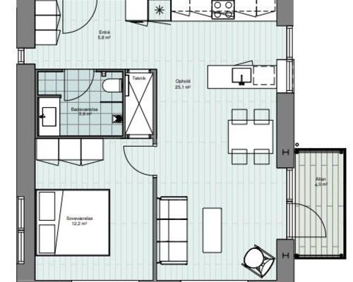 Lys 2 vær. med sydvendt altan - skov og strand som nabo