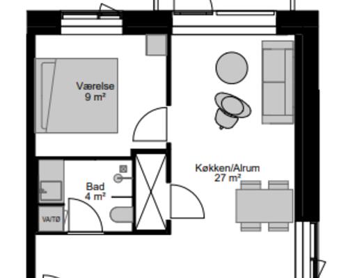 2 værelses lejlighed i Aalborg