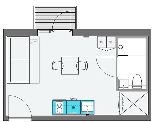 1 værelses lejlighed i København S