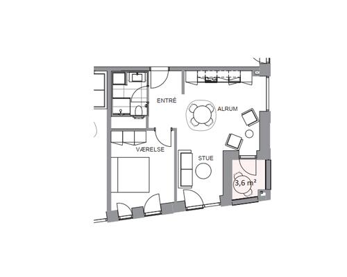 Unik lejlighed med egen overdækket altan