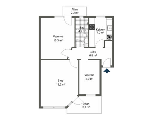 3 værelses lejlighed i Odense C