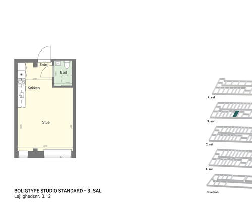 Rummeligt studio et stenkast fra Amagerbro
