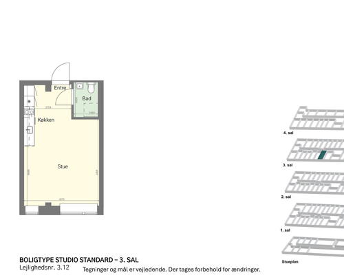 Rummeligt studio et stenkast fra Amagerbro
