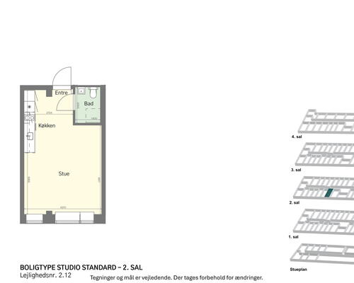 Lyst studio med plads til det hele