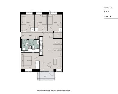 Delevenlig 5-værelses lejlighed på 2. sal med solrig altan. Gulvvarme og nem parkering til ejendommen. Elevator og vaskesøjle - Ingen bindingsperiode!