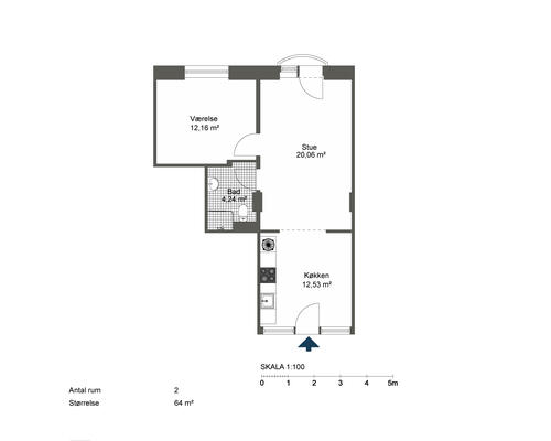 2 værelses lejlighed i Odense C