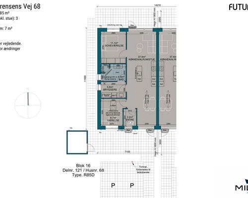 3 værelses hus i Give