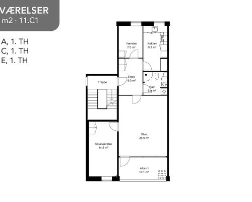 3 værelses lejlighed i Løgstør